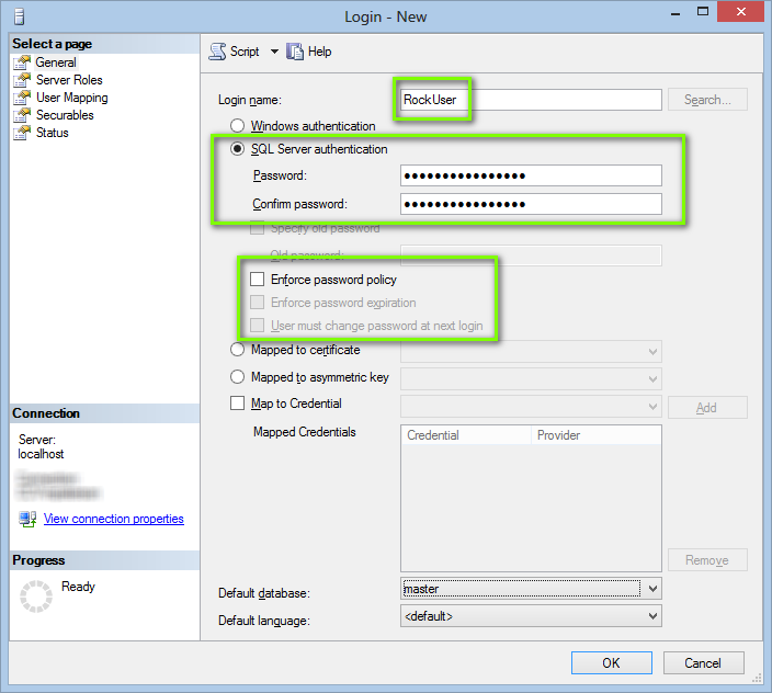 Login Properties, General