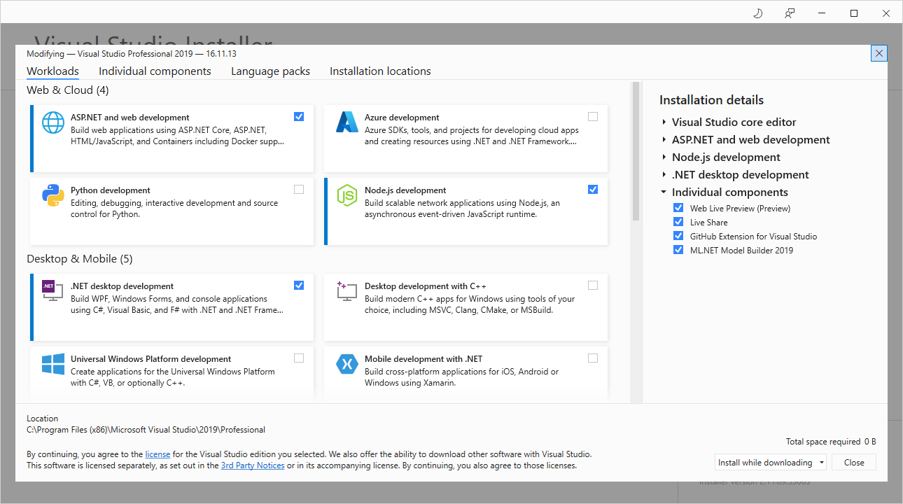 Visual Studio Workloads